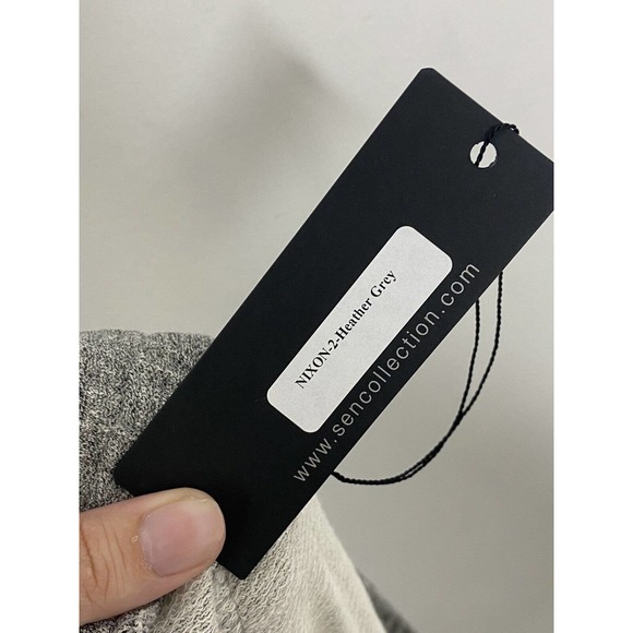 Sen Collection Adyna Gray Terry Knit Wide Leg Drawstring Crop Pants Sz M $140 - Picture 5 of 7